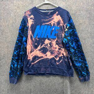 Vintage Nike Pullover Womens Large Blue Navy Crewneck Sweatshirt Fleece Camo